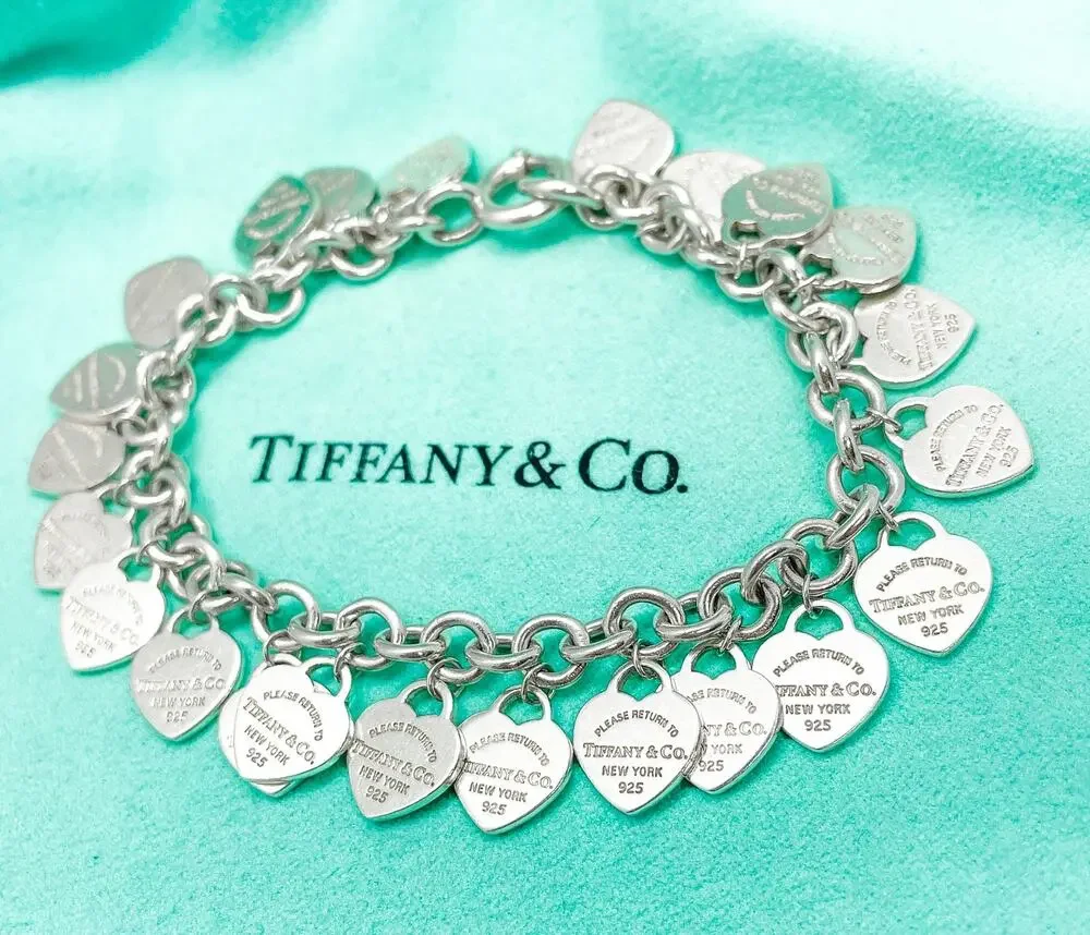 Tiffany & Co. Return to Tiffany Multi Heart Tag Bracelet Sterling Silver 7.25